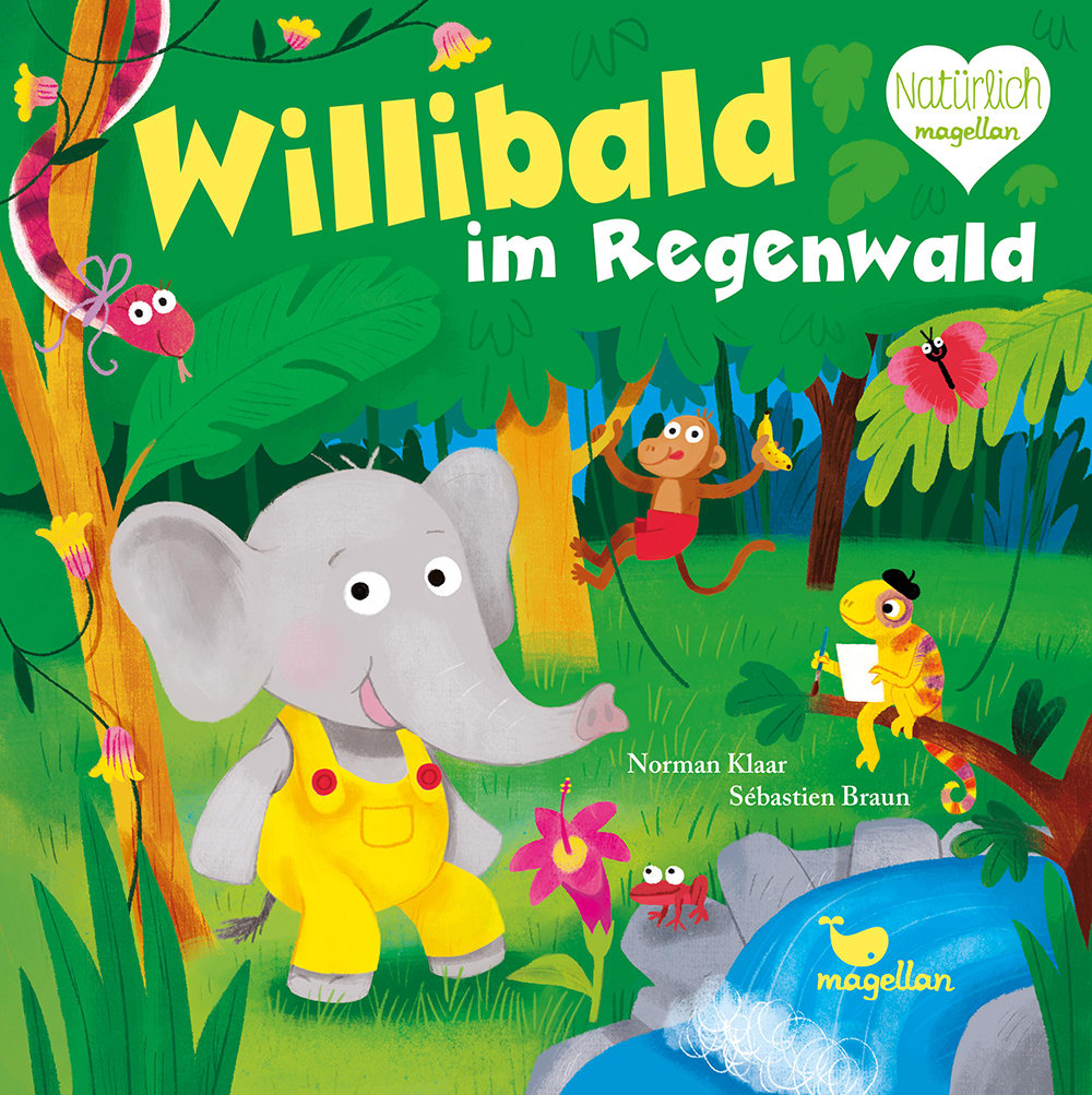 Cover, Elefant, Affe, Chamäleon und Schlange im Dschungel