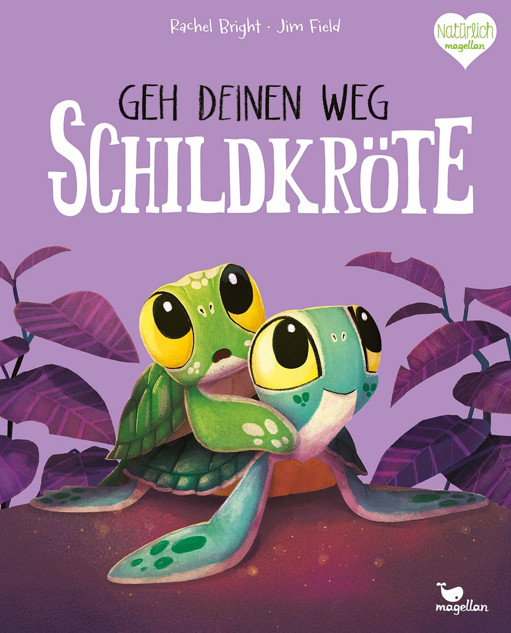 Cover, zwei Schildkrötenkinder auf lilanem Hintergrund