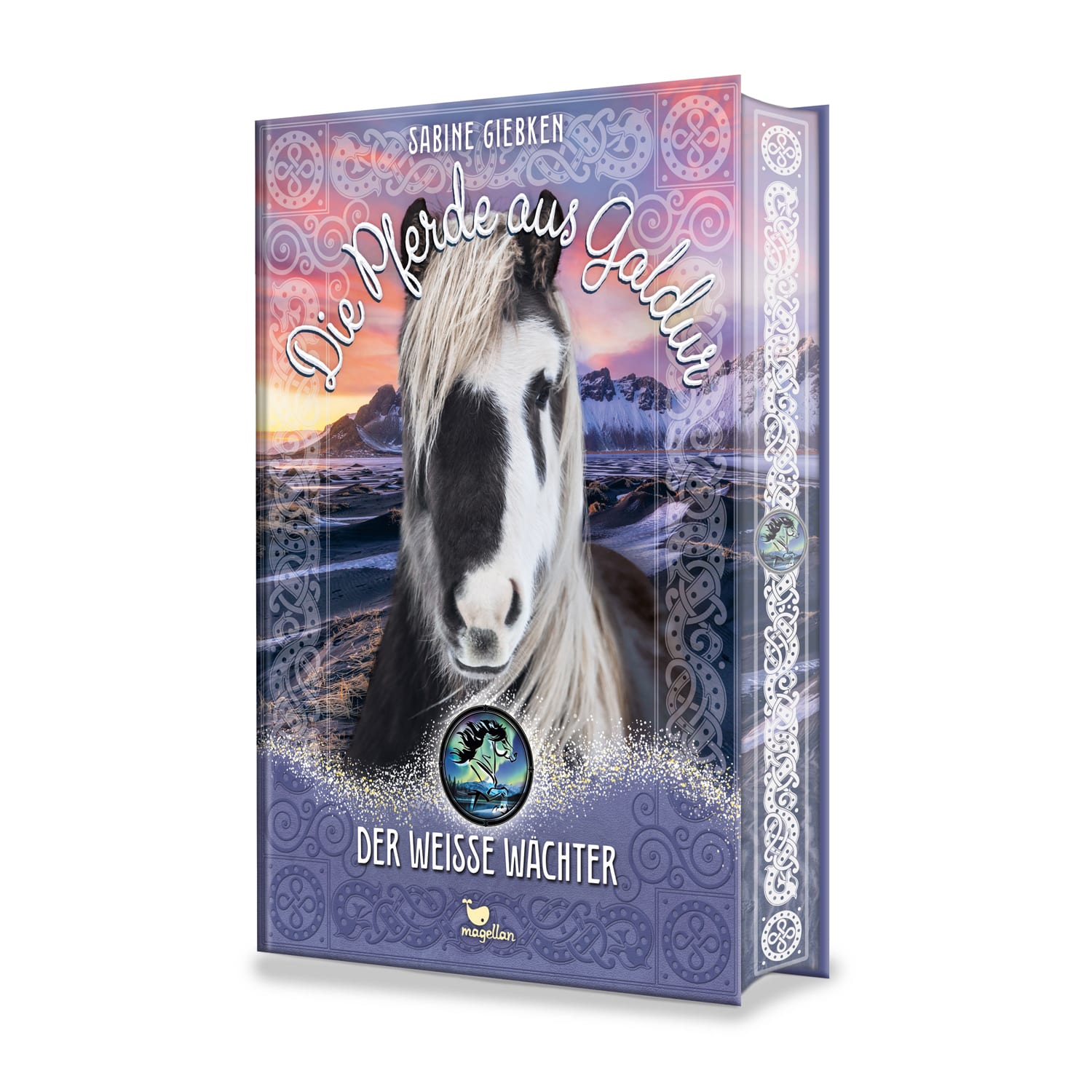 Cover, schwarz-weißes Pferd vor Naturkulisse