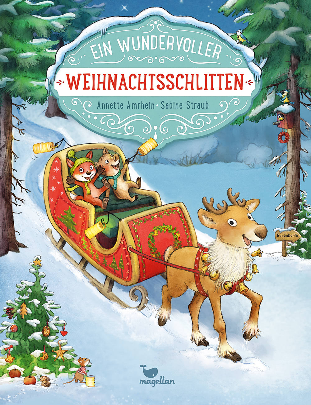 Cover, Weihnachtsschlitten mit Tieren