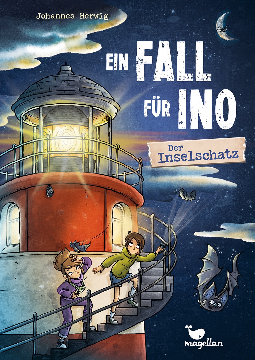 Cover, zwei Kinder auf einem Leuchtturm 