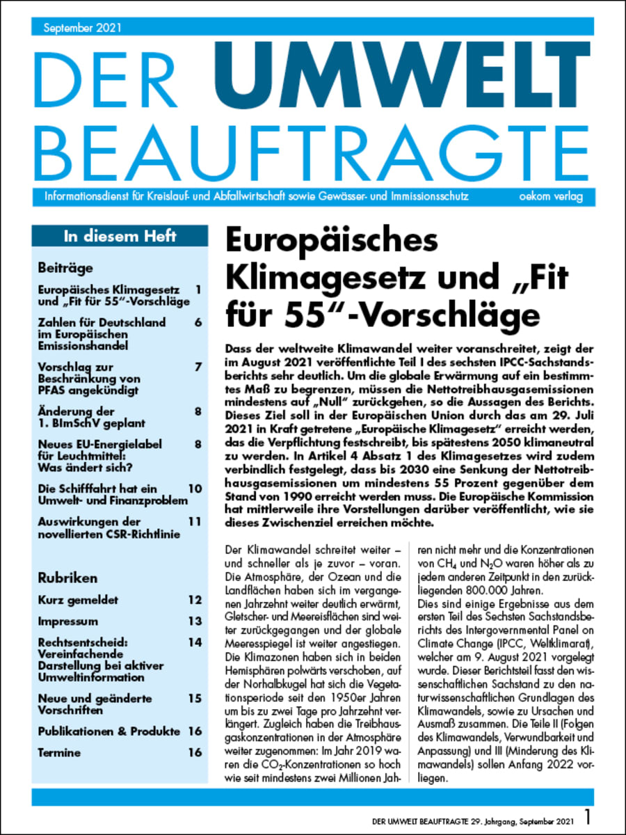 UmweltbeauftragteR 09 2021 oekom verlag