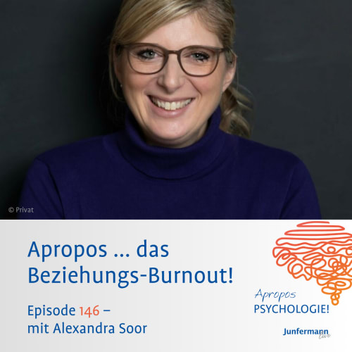 Podcast-Cover mit einer Person vor einem Weg in ländlicher Umgebung. Darunter der Titel „Apropos … das Leben wählen! – Episode 137 mit Maria Reuter“ sowie das Logo von „Apropos Psychologie!“ von Junfermann.