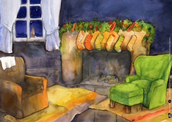 Musikalische Weihnachtskarte – Mit Schlitten-Motiv & Gesang „O Come All Ye Faithful“