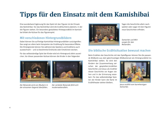 Innenansicht zu Der barmherzige Samariter. Erzählschienen-Figurenset