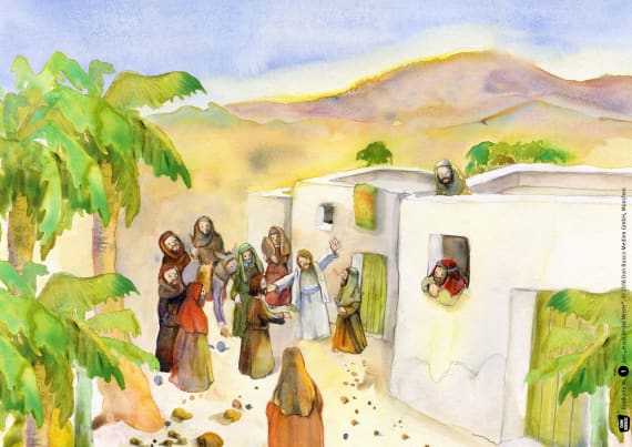 Innenansicht zu Jesus in der Wüste. Kamishibai Bildkartenset.