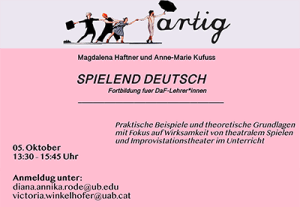 Herzliche Einladung zum THEATERWORKSHOP der Gruppe „Artig“ in Barcelona