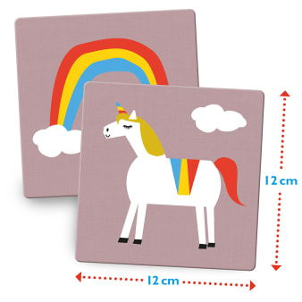 Innenansicht Karten mit farbiger Illustration von Einhorn und Regenbogen