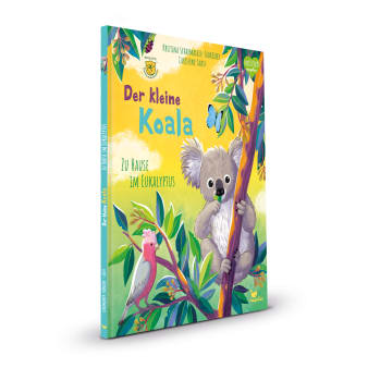 Cover, ein Koala sitzt in einem Eukalyptus und isst ein Blatt