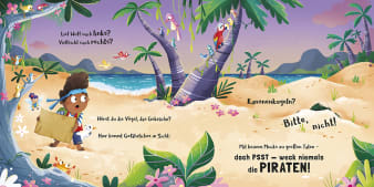 Innenseiten, ein Junge macht eine Schatzsuche auf einer Insel