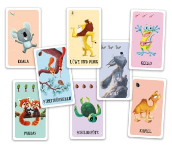 mit Tieren illustrierte Spielkarten