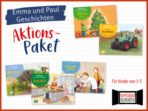 5 Emma und Paul-Geschichten fürs Kamishibai. Bildkartensets im Aktions-Paket mit Preisvorteil.