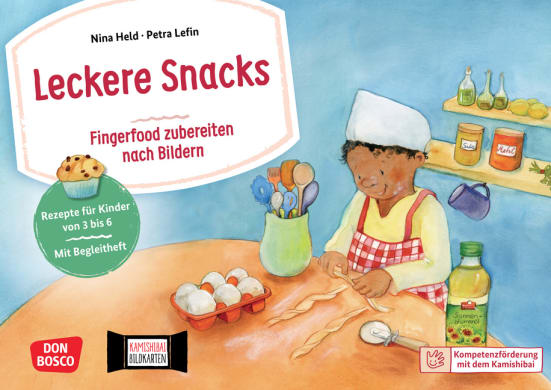 Leckere Snacks: Fingerfood zubereiten nach Bildern. Kamishibai Bildkartenset