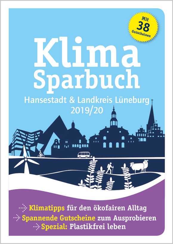 Cover: Klimasparbuch Hansestadt und Landkreis Lüneburg 2019/20