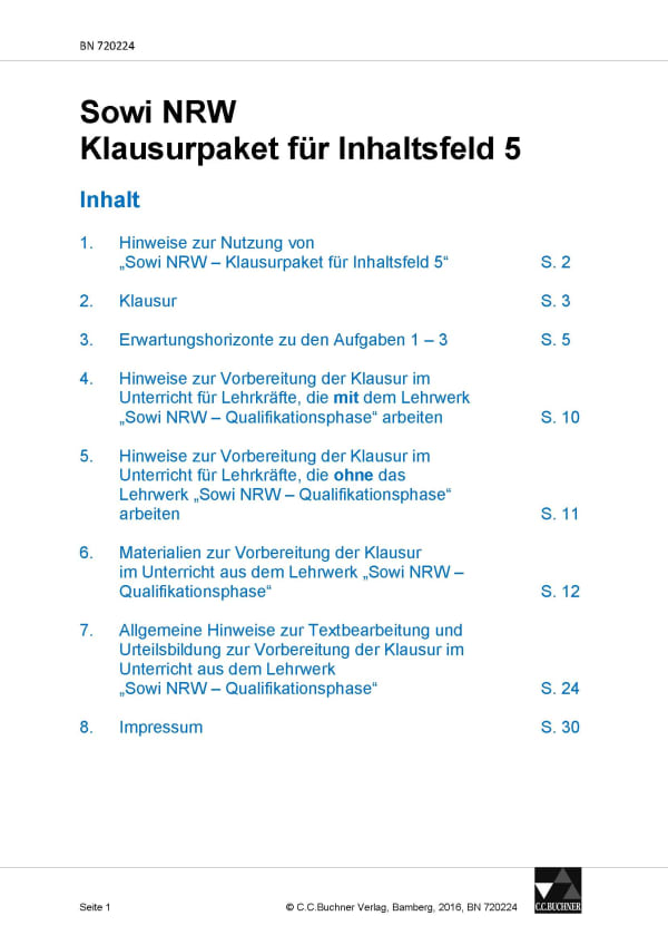 720224 Klausurpaket zum Inhaltsfeld 5 (Einzellizenz)