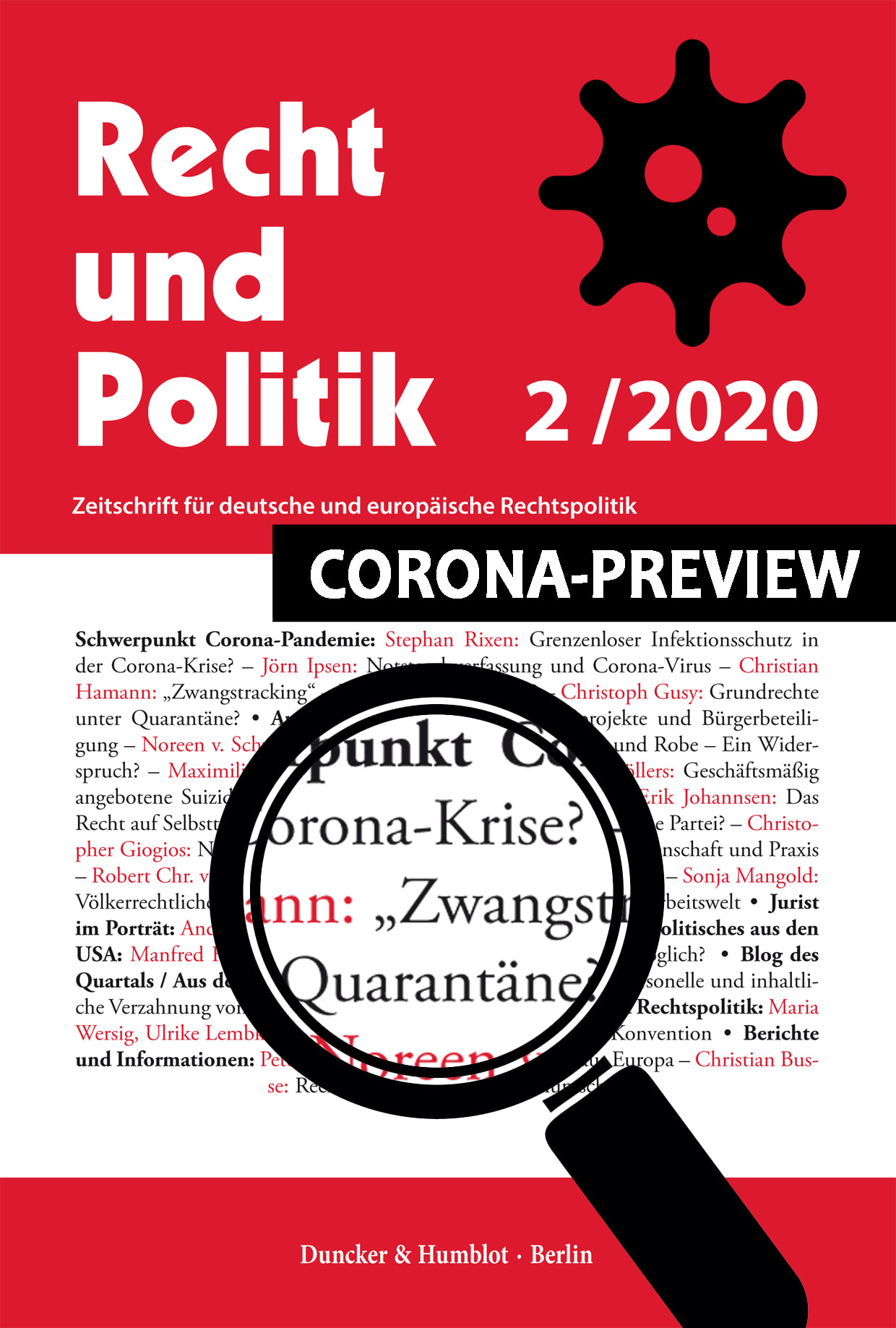 SCHWERPUNKT CORONA-PANDEMIE: FREI ZUGÄNGLICH BIS 30.06.2020!