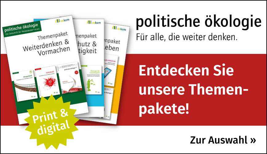 Banner mit dem Text: Entdecken Sie die Themenpakete der politischen ökologie!