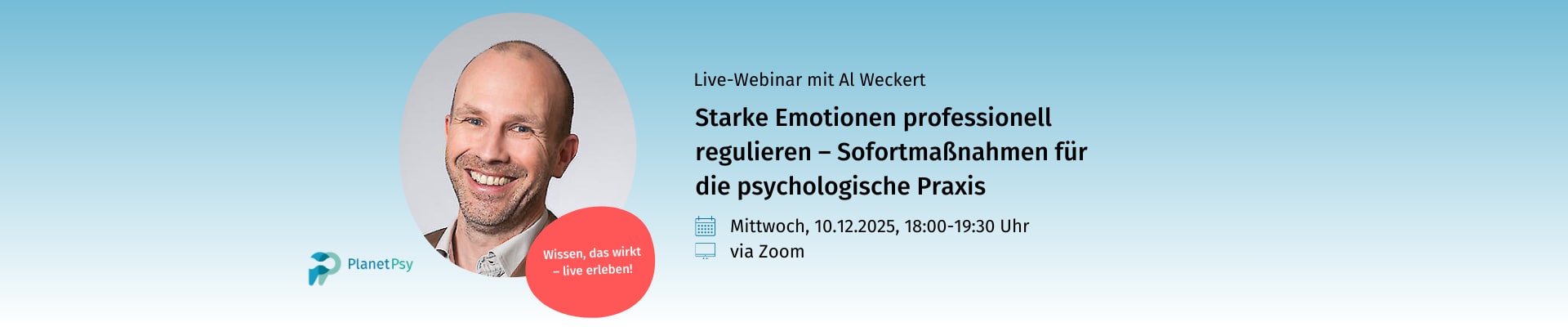 Webinar „Starke Emotionen professionell regulieren“ auf PlanetPsy