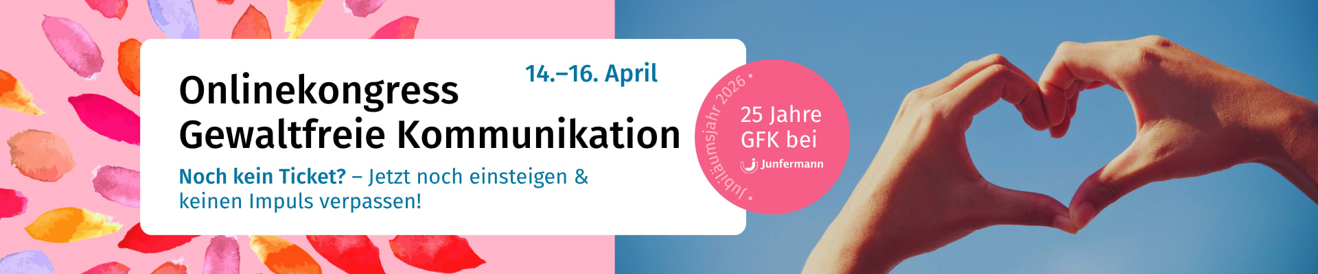 Infografik zum Onlinekongress Gewaltfreie Kommunikation 14.–16. April 2026