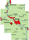 Radkarte, Fahrradkarte, Regionalkarte, ADFC, Bremen, Bremerhaven, Nrodenham, Brake, Oldenburg, Delmenhorst, Verden, Achim, Syke, Hoya, Teufelsmoor, Aller, Weser