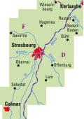 Radkarte, Fahrradkarte, Regionalkarte, ADFC, Elsass, Oberrhein, Karlsruhe, Rastatt, Baden-Baden, Strasbourg, Offenburg, Lahr, Colmar