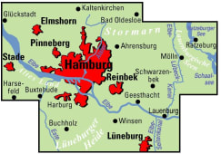 Radkarte, Fahrradkarte, Regionalkarte, ADFC, Hamburg, Elmshorn, Pinneberg, Stade, Glückstadt, Buxtehude, Harburg, Altes Land, Reinbek, Winsen, Lüneburg, Lauenburg, Mölln, Ratzeburg, Bad Oldesloe, Elbe