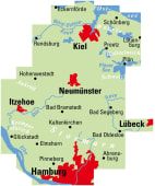 Radkarte, Fahrradkarte, Regionalkarte, ADFC, Hamburg, Lübeck, Itzehoe, Neumünster, Kiel, Rendsburg, Eckernförde, Nord-Ostsee-Kanal, Plön, Plöner See, Elbe, Trave