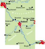 Radkarte, Fahrradkarte, Regionalkarte, ADFC, Bonn, Bad Honnef, Altenkirchen, Bad Marienberg, Westerwald, Mayen, Andernach, Neuwied, Koblenz, Montabauzr, Limburg, Nassau, Boppard, Cochem, Hunsrück, Taunus, Simmern, Bingen, Mainz, Rhein, Mosel, Lahn, Sieg, Main