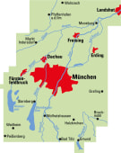 Radkarte, Fahrradkarte, Regionalkarte, ADFC, München, Landshut, Freising, Erding, Dachau, Fürstenfeldbruck, Starnberg, Starnberge See, Ammersee, Wolfratshausen, Holzkirchen, Bad Tölz, Gmund, Bruckmühl, Grafing, Ilm, Ammer, Amper, Isar, Würm, Mangfall