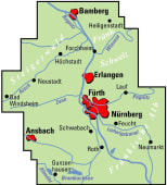 Radkarte, Fahrradkarte, Regionalkarte, ADFC, Bamberg, Forchheim, Erlangen, Fürth, Feucht, Ansbach, Schwabach Roth, Gunzenhausen, Altmühl, Regnitz, Pegnitz, Aisch, Steigerwald, Fränkische Schweiz, Fränkische Alb, Brombachsee, 