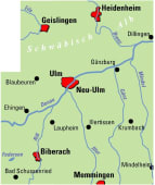 Radkarte, Fahrradkarte, Regionalkarte, ADFC, Ulm, Geislingen, Heidenheim, Blaubeuren, Dillingen, Günzburg, Neu-Ulm, Ehingen, Laupheim, Biberach, Bad Schussenried, Memmingen, Mindelheim, Krumbach, Fils, Brenz, Donau, Federsee, Riß, Iller, Günz, Mindel