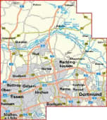 Radkarte, Fahrradkarte, Kreisradwanderkarte, Recklinghausen, Dorsten, Oberhausen, Bottrop, Essen, Gladbeck, Gelsenkirchen, herten, Herne, Castrop-Rauxel, Dortmund, Bochum, Mülheim, Lippe, Wesel-Datteln-Kanal