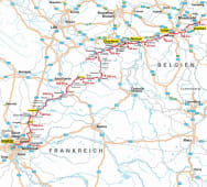 Radkarte, Fahrradkarte, Spiralo, ADFC, Aachen, Liège, Namur, Charleroi, Guise, Paris, 