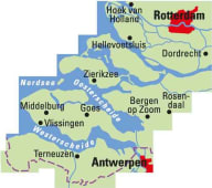 Radkarte, Fahrradkarte, Regionalkarte, ADFC, Seeland, Rotterdam, Hoek van Holland, Dordrecht, Rosendaal, Bergen op Zoom, Goes, Middelburg, Vissingen, Antwerpen, Terneuzen