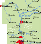 Radkarte, Fahrradkarte, Regionalkarte, ADFC, Heilbronn, Heidelberg, Neckarsulm, Sinsheim, Lauffen, Mühlacker, Bietigheim-Bissingen, Backnang, Ludwigsburg, Stuttgart, Neckar, Jagst, Kocher, Enz, Murr, Rems