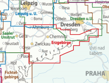 Radkarte, Fahrradkarte, E-Bike-Karte, Regionalkarte, ADFC, Erzgebirge, Chemnitz, Freiberg, Zwickau, Annaberg-Buchholz Altenburg
