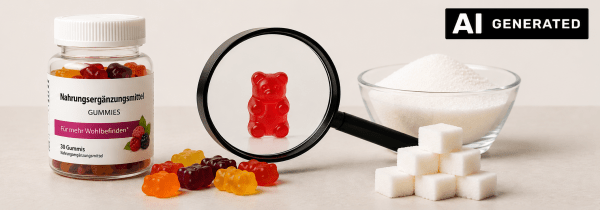Nahrungsergänzungsmittel in Gummiform im Zuckercheck