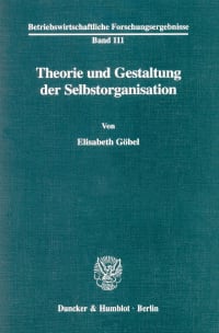 Cover Theorie und Gestaltung der Selbstorganisation