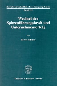 Cover Wechsel der Spitzenführungskraft und Unternehmenserfolg