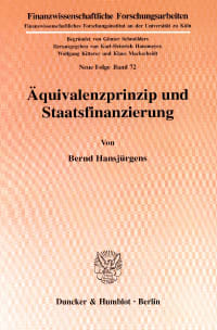 Cover Äquivalenzprinzip und Staatsfinanzierung