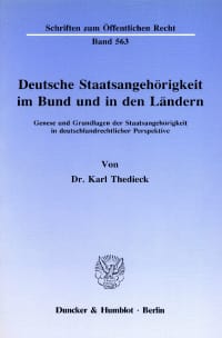 Cover Deutsche Staatsangehörigkeit im Bund und in den Ländern