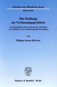 Cover Die Duldung als Verfassungsproblem