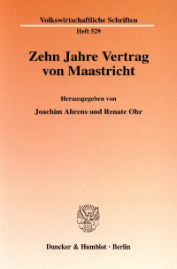 Cover Zehn Jahre Vertrag von Maastricht