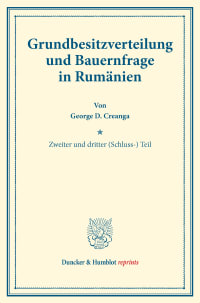 Cover Grundbesitzverteilung und Bauernfrage in Rumänien