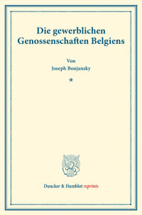 Cover Die gewerblichen Genossenschaften Belgiens