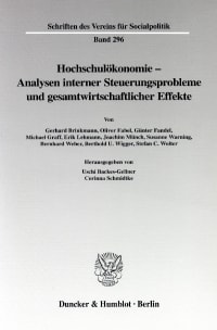 Cover Hochschulökonomie - Analysen interner Steuerungsprobleme und gesamtwirtschaftlicher Effekte