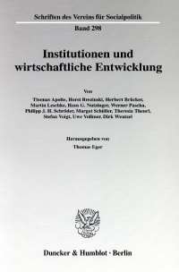 Cover Institutionen und wirtschaftliche Entwicklung