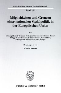 Cover Möglichkeiten und Grenzen einer nationalen Sozialpolitik in der Europäischen Union