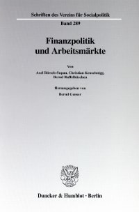 Cover Finanzpolitik und Arbeitsmärkte