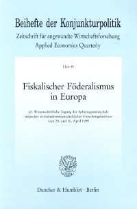 Cover Fiskalischer Föderalismus in Europa